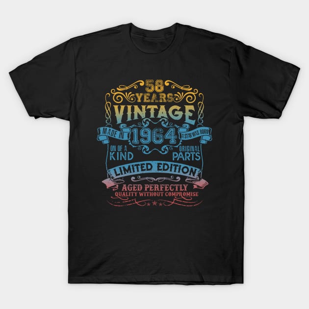 58 Years old Vintage 1964 Limited Edition 58th Birthday T-Shirt by thangrong743